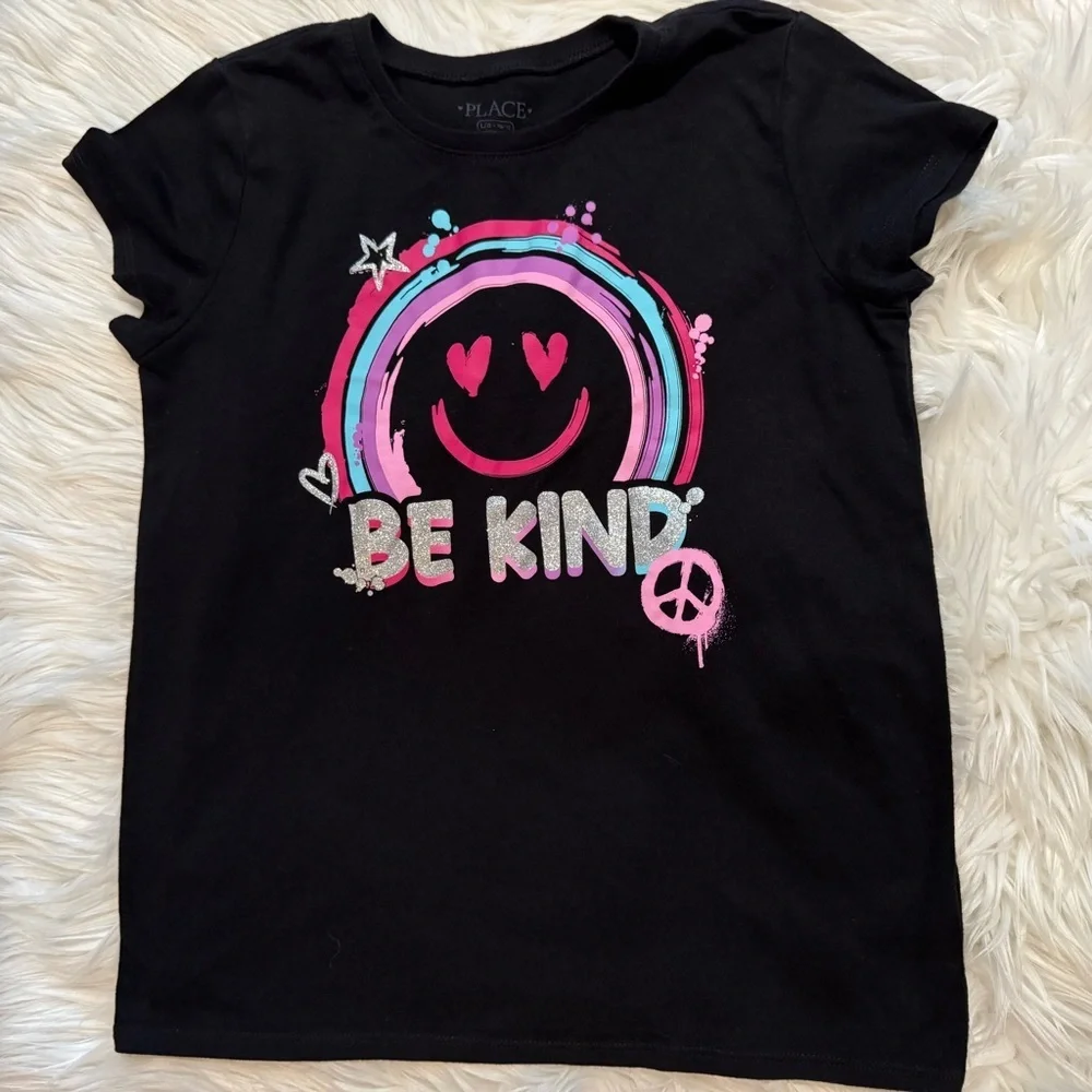 The Children’s Place Girls Be Kind‎ Rainbow Glitter Tee Size 10/12